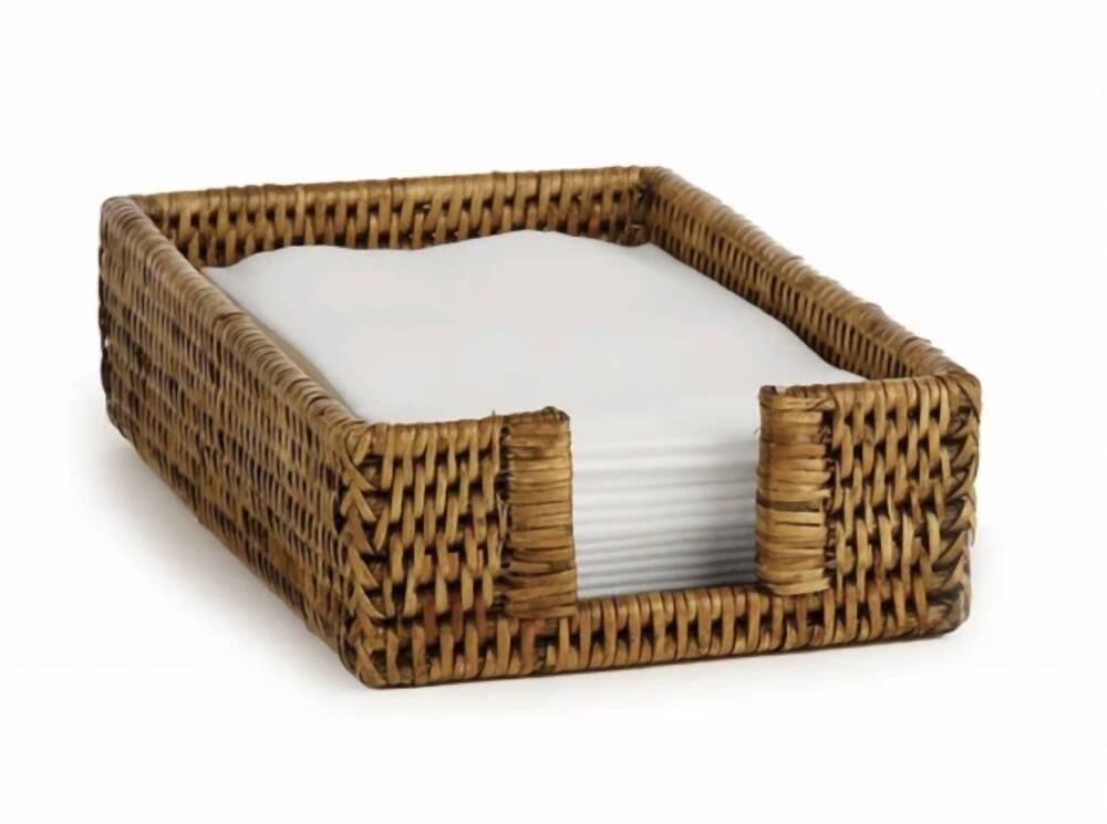 NEW NAPA HOME & GARDEN burma rattan rectangular guest napkin holder in brown